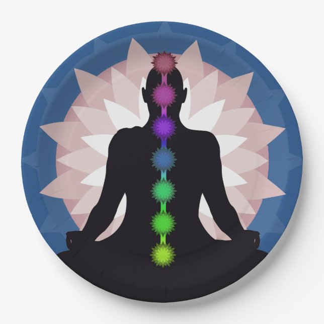 Seven Chakras Yoga Paper Party Plate (Front)