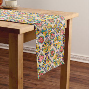 Seven-colour persian tile short table runner