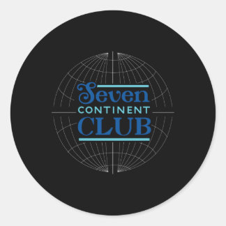 Seven Continent Club Blue Classic Round Sticker