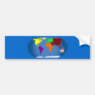 Seven Continents Coloured Bumper Sticker