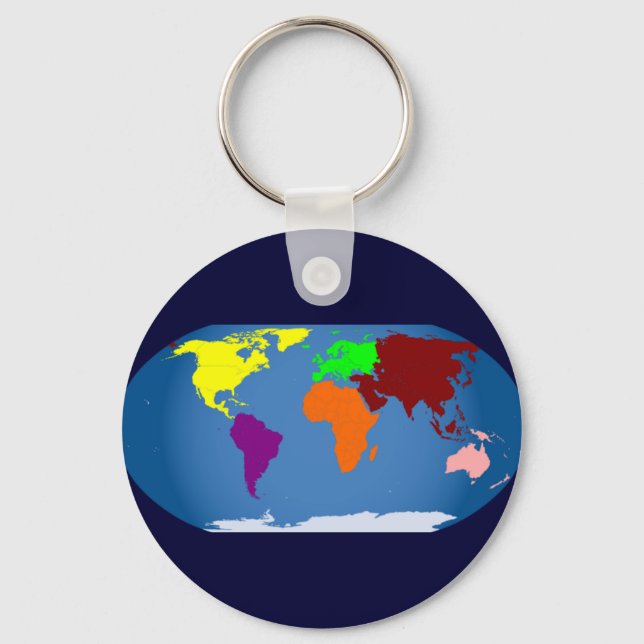 Seven Continents Coloured Key Ring (Front)
