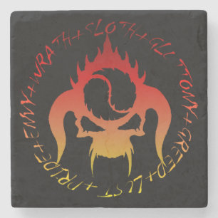 Seven deadly sins and skull marble stone coaster