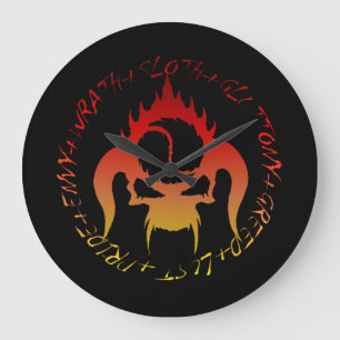 Seven deadly sins and skull wall clock