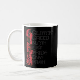 Seven Deadly Sins Distressed List Coffee Mug