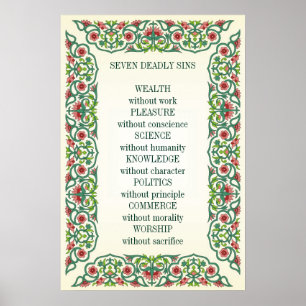 Seven Deadly Sins  Wealth without work Pleasure Poster