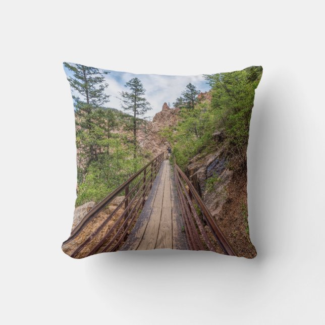 Seven Falls Walkway Bridge Polyester Pillow (Front)