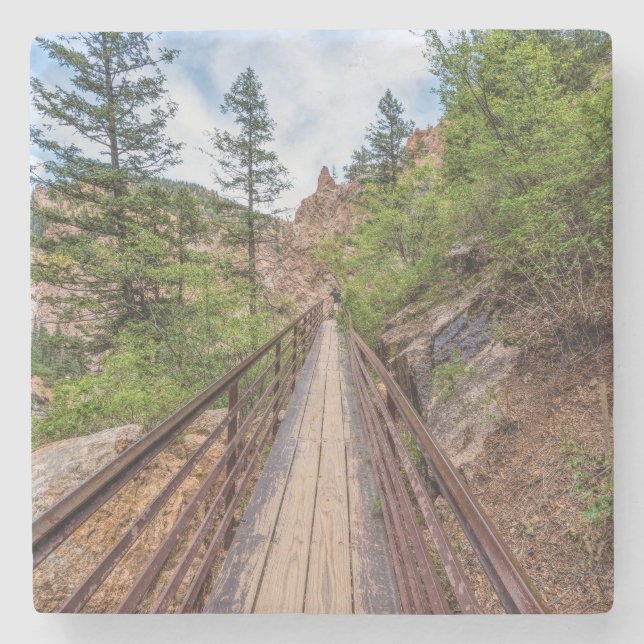 Seven Falls Walkway Bridge Stone Coaster (Front)