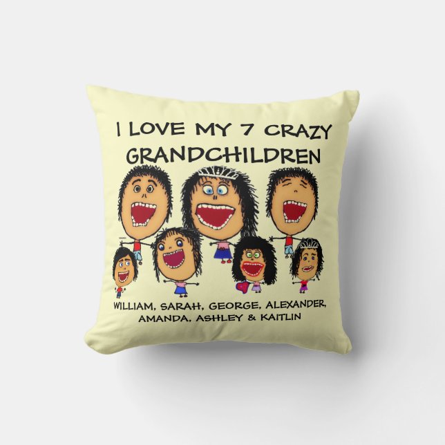 Seven Grandchildren Cartoon Cushion (Front)