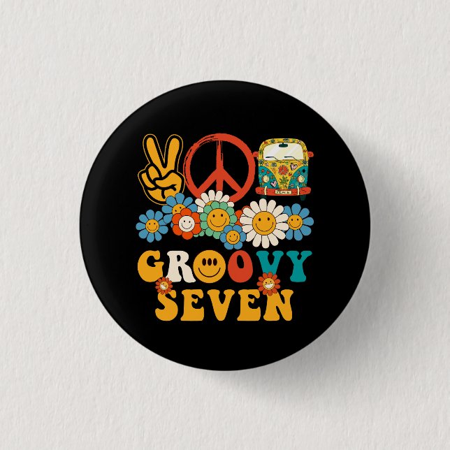 Seven Groovy Party Decorations Hippie Groovy Flowe 3 Cm Round Badge (Front)