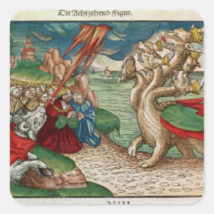 Seven-headed serpent from the Book of Square Sticker
