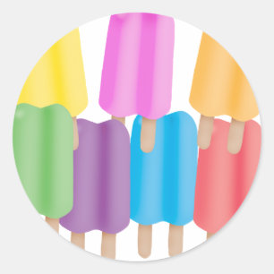 Seven Ice Pops Classic Round Sticker