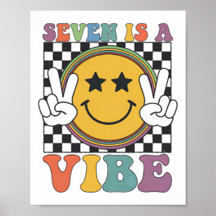 Seven Is A 7th Birthday Groovy Happy 7 Years Old B Poster