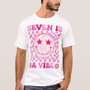 Seven Is A Vibe Birthday Groovy 7 Year Old Girl 7T T-Shirt