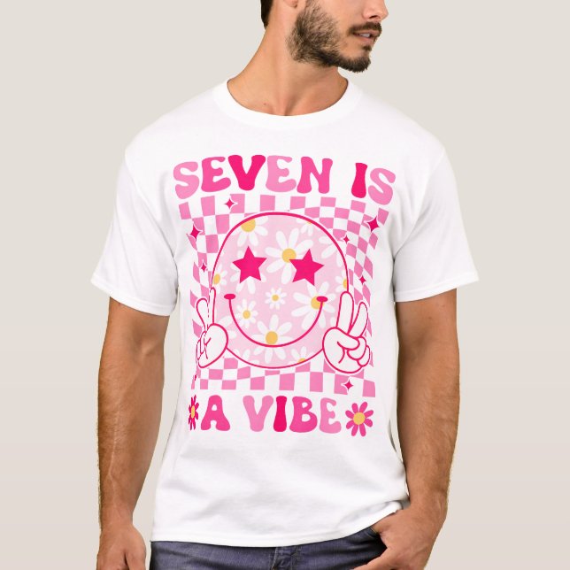 Seven Is A Vibe Birthday Groovy 7 Year Old Girl 7T T-Shirt (Front)