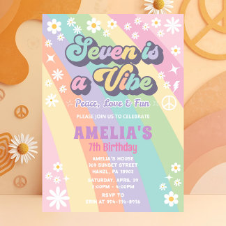 Seven is a vibe birthday invitation