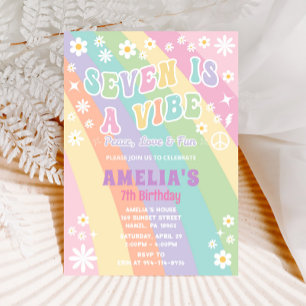 Seven is a vibe birthday invitation