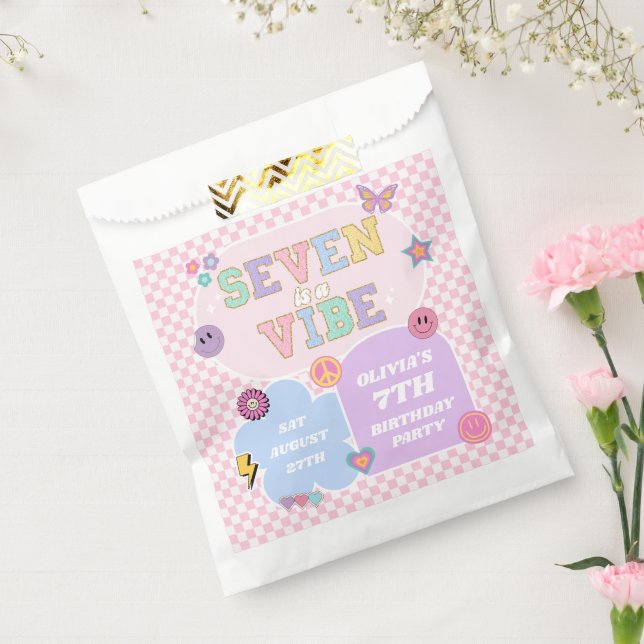 Seven Is A Vibe Preppy Patch 7th Birthday Party Favour Bag (Sealed)