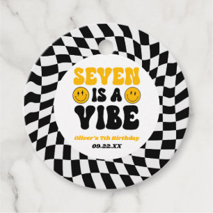 Seven Is A Vibe Retro Seventh 7th Birthday Party Favour Tags