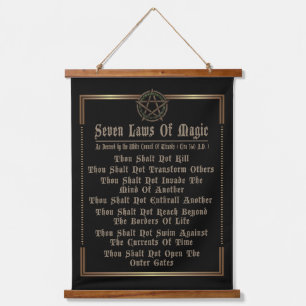 Seven Laws Of Magic Black And Gold Hanging Tapestry