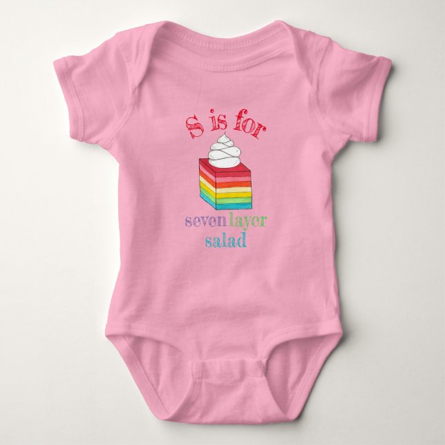 Seven Layer Retro Rainbow Gelatin Salad Dessert Baby Bodysuit (Front)