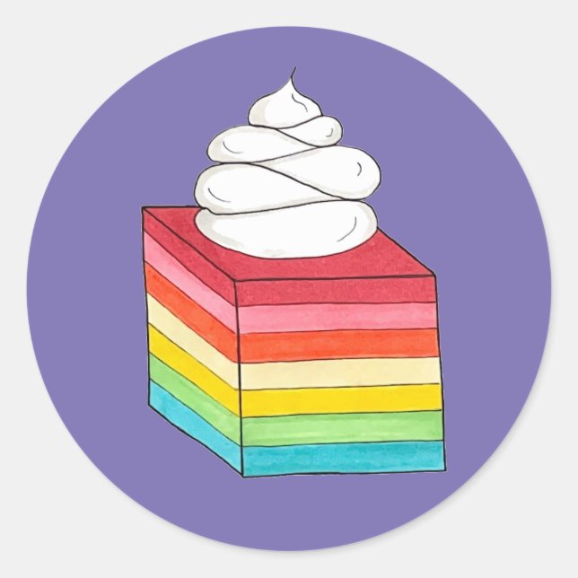 Seven Layer Retro Rainbow Gelatin Salad Dessert Classic Round Sticker (Front)