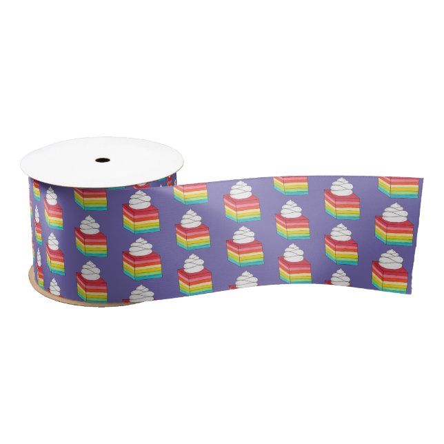 Seven Layer Retro Rainbow Gelatin Salad Dessert Satin Ribbon (Spool)