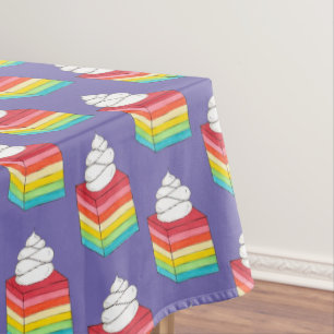 Seven Layer Retro Rainbow Gelatin Salad Dessert Tablecloth