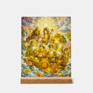 Seven Lucky Gods -Japanese Gods- colorful art Acrylic Sign