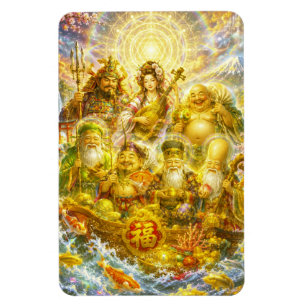Seven Lucky Gods -Japanese Gods- colorful art Magnet