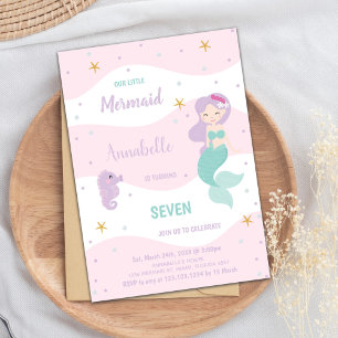 Seven Mermaid Birthday Invitations