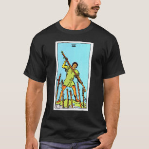 Seven Of Wands Vintage Tarot Card Rider Waite Dec T-Shirt