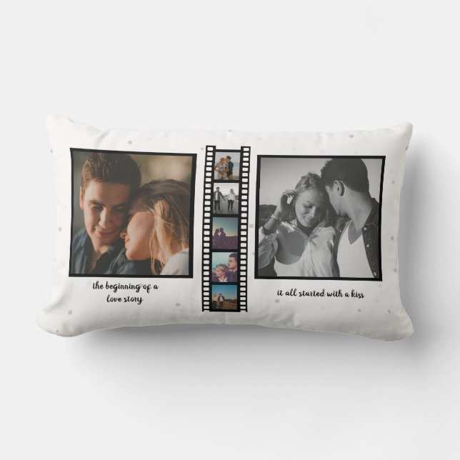 Seven Photo Collage Film Frame Couple Lumbar Cushion (Front)