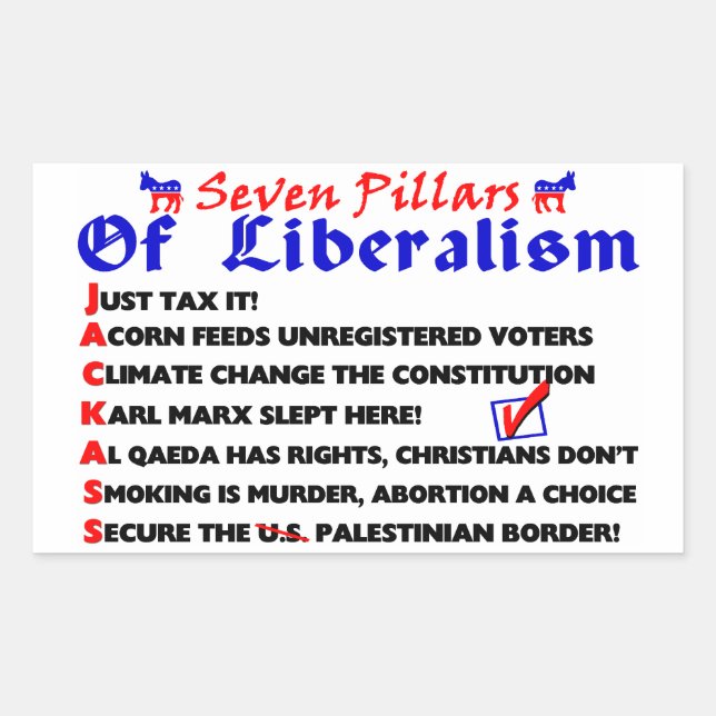 Seven Pillars Of Liberalism Rectangular Sticker (Front)