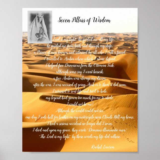 Seven Pillars of Wisdom a poem on T E Lawrence Poster (Front)