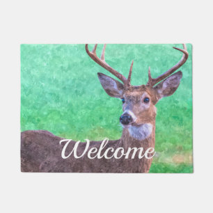 Seven Point Buck Painterly Welcome Doormat