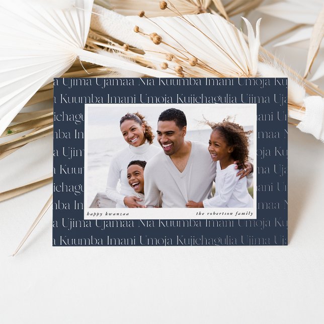 Seven Principles Horizontal Photo Kwanzaa Foil Holiday Card (Creator Uploaded)