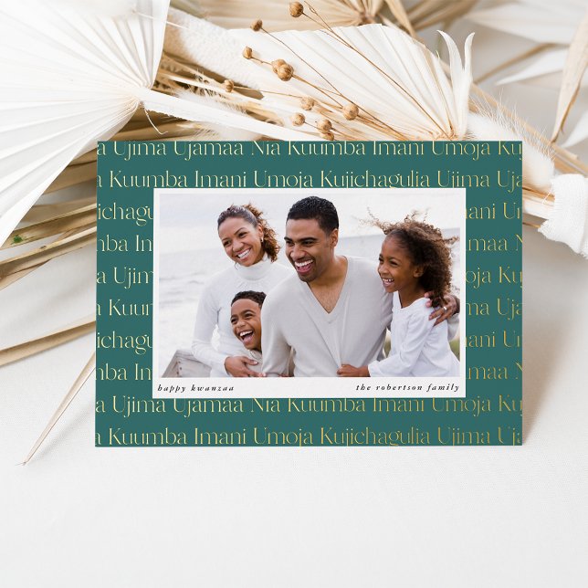 Seven Principles Horizontal Photo Kwanzaa Foil Holiday Card (Creator Uploaded)