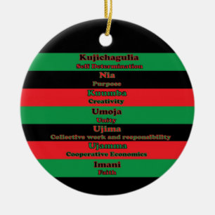 Seven Principles Kwanzaa Red Black Green Ceramic Ornament