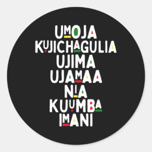 Seven Principles Of Kwanzaa African American Holid Classic Round Sticker