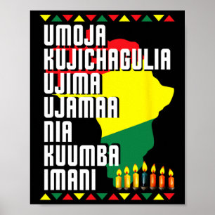 Seven Principles Of Kwanzaa African Map Men Women  Poster