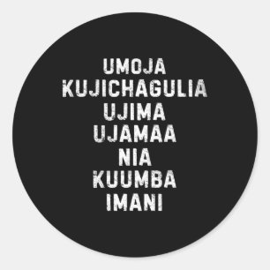 Seven Principles Of Kwanzaa Happy Kwanzaa 11 Classic Round Sticker