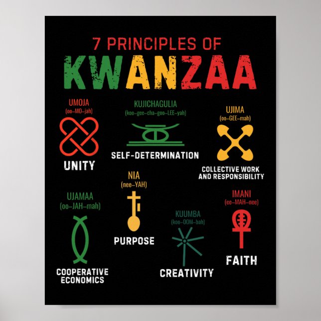 Seven Principles Of Kwanzaa Happy Kwanzaa 3  Poster (Front)