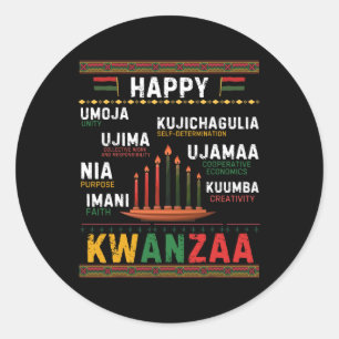 Seven Principles Of Kwanzaa Happy Kwanzaa 6 Classic Round Sticker