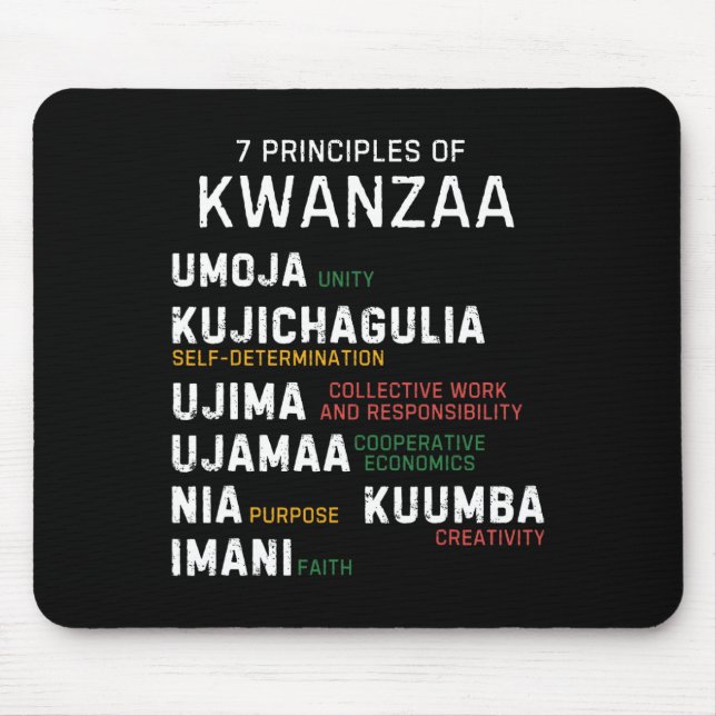Seven Principles Of Kwanzaa Happy Kwanzaa 7  Mouse Pad (Front)