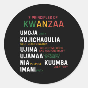 Seven Principles Of Kwanzaa Happy Kwanzaa Classic Round Sticker