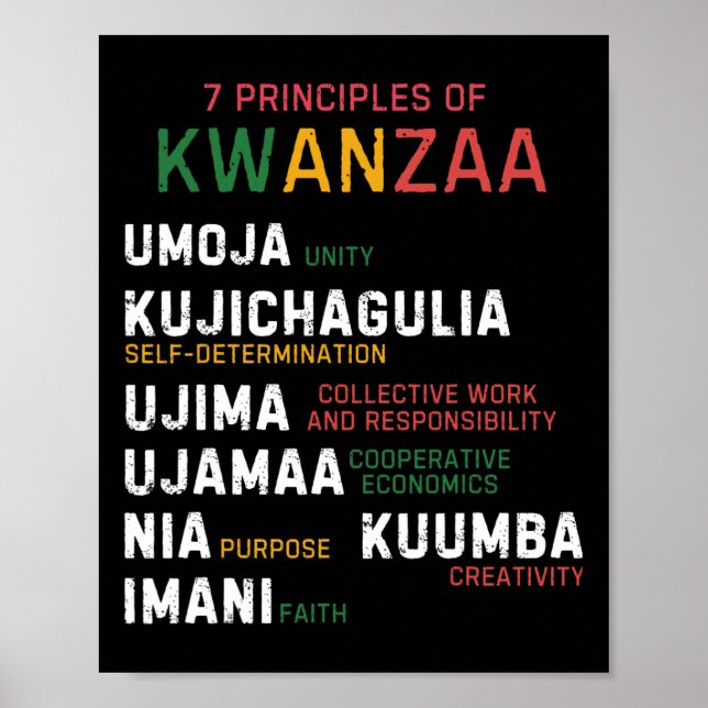 Seven Principles Of Kwanzaa Happy Kwanzaa  Poster (Front)