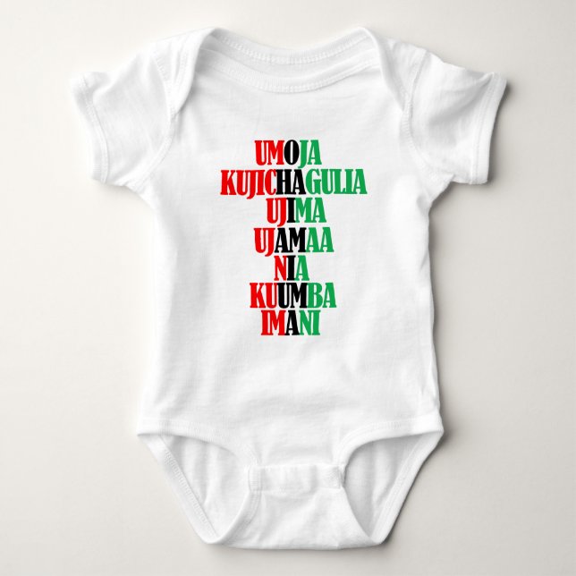 Seven Principles of Kwanzaa Kinara Colours Baby Bodysuit (Front)