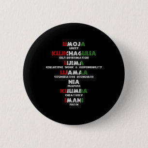 Seven Principles Of Kwanzaa Proud African American 6 Cm Round Badge