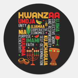 Seven Principles Of Kwanzaa Proud African American Classic Round Sticker