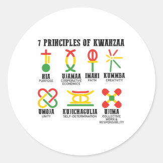 Seven Principles Of Kwanzaa Proud African American Classic Round Sticker